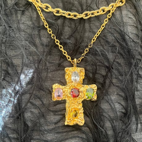 cross bijou necklace-gold-