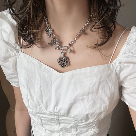 antique silver skull necklace