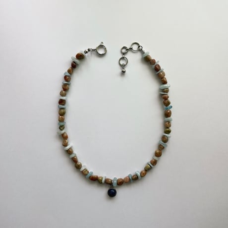 stone necklace ࿔‧ ֶָ֢˚˖𐦍（unakite/aquamarine/lapis lazuli）
