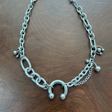 circular barbell necklace-combi chain-