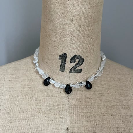 stone necklace *๑⭐︎՞（quartz/black onyx）