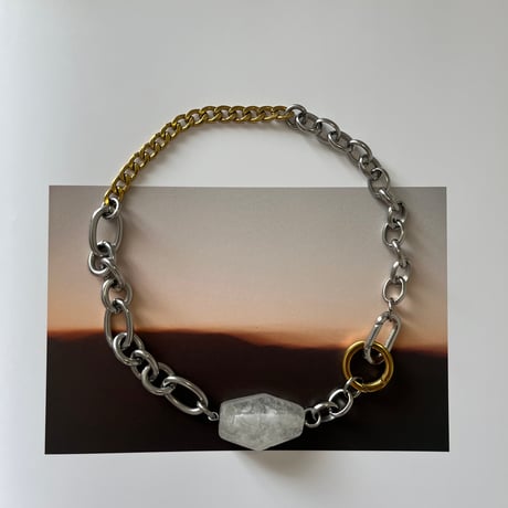 《再販》big stone necklace-quartz-