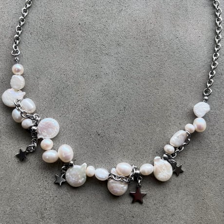 lovely pearl &star necklace  ༘𖤐˒˒*