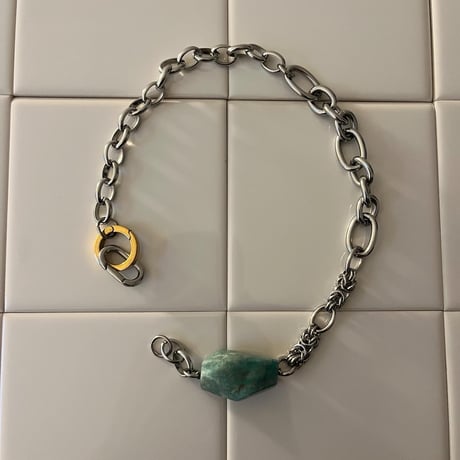 《再販》big stone necklace-amazonite-