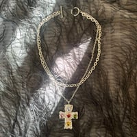 cross bijou necklace-silver-