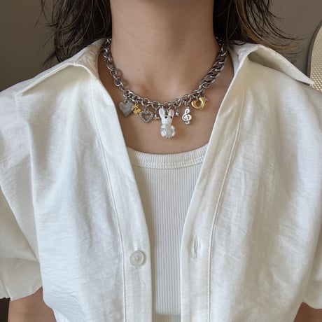 glass rabbit charm necklace