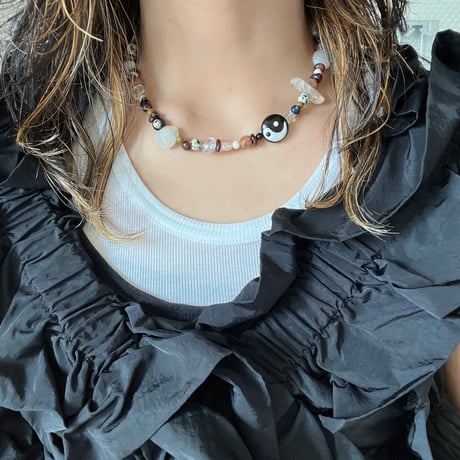 stone necklace-yin yang mix-
