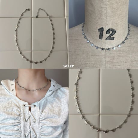 silver choker necklace（heart/flower/dolphin/star/wave）
