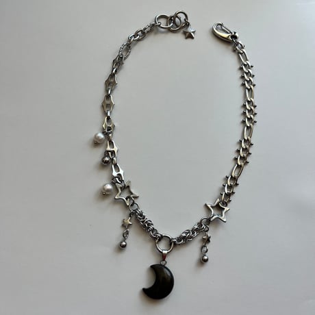 pyrite moon pendant necklace