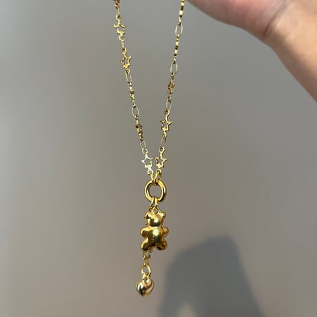 bear charm  necklace𖦹๋࣭ ⭑（silver/gold）