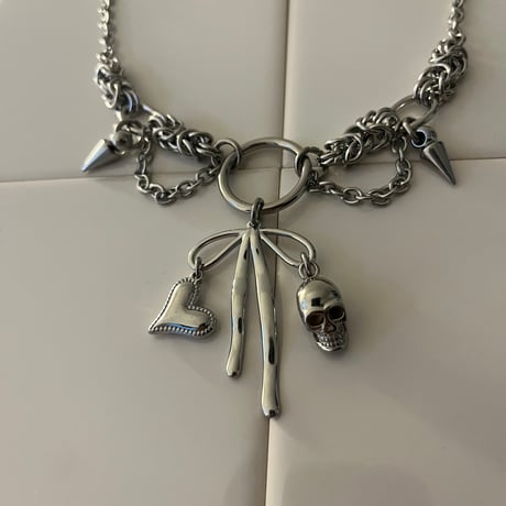 ribbon♡skull necklace