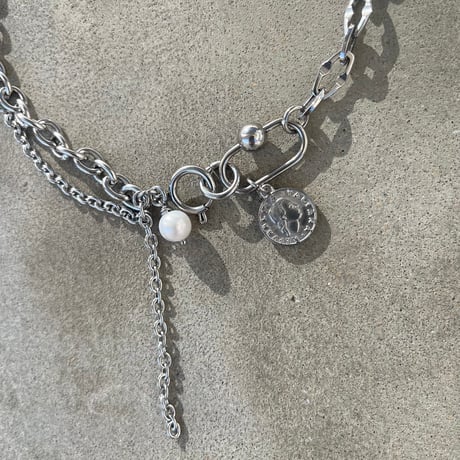 mix chain necklace-coin-