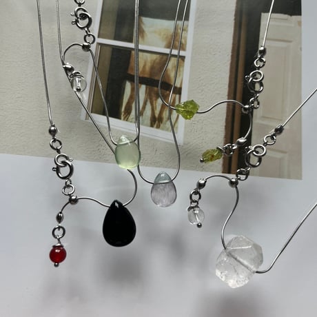 stone slide necklace-fluorite（green）