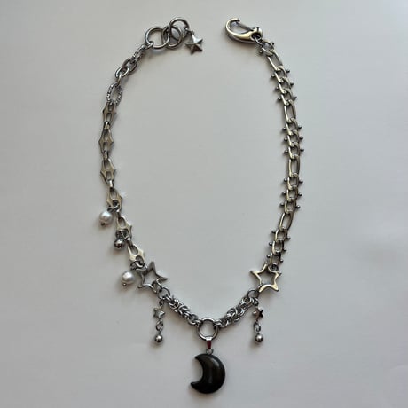 pyrite moon pendant necklace