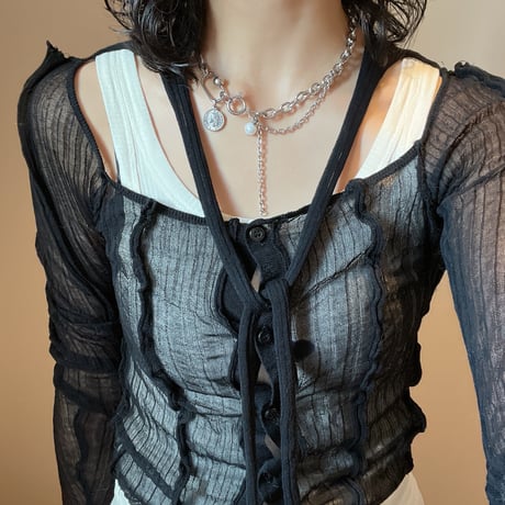 mix chain necklace-coin-