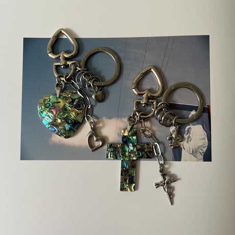 heart shell key ring