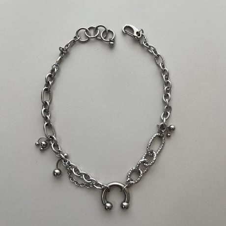 circular barbell necklace-combi chain-