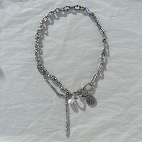 mix chain necklace-coin-