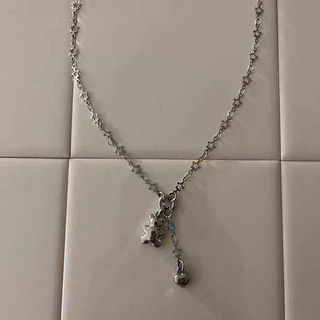 bear charm  necklace𖦹๋࣭ ⭑（silver/gold）