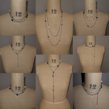 super long stone necklace-muted color-