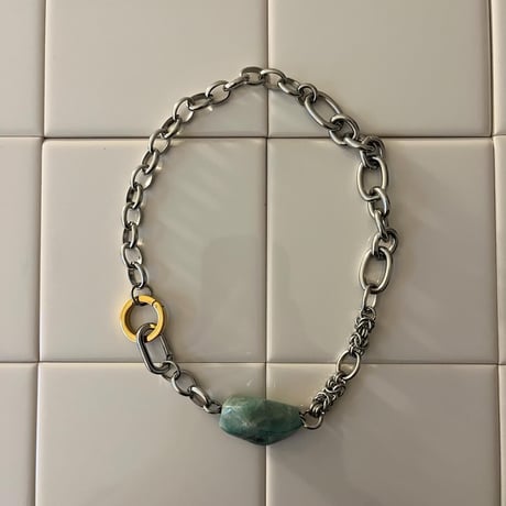 《再販》big stone necklace-amazonite-