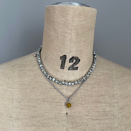 《再販》stone necklace-dalmatian jasper × agate