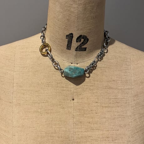 《再販》big stone necklace-amazonite-