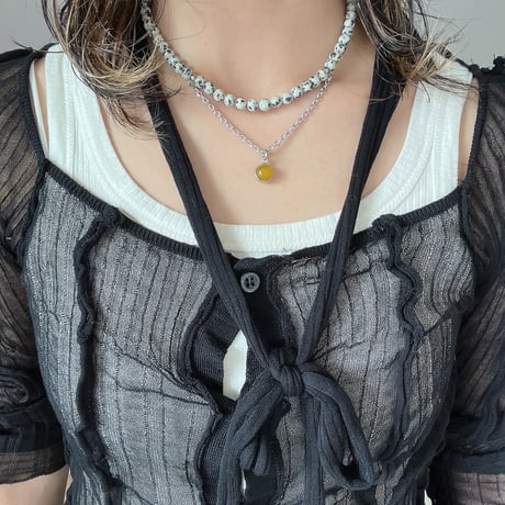 《再販》stone necklace-dalmatian jasper × agate