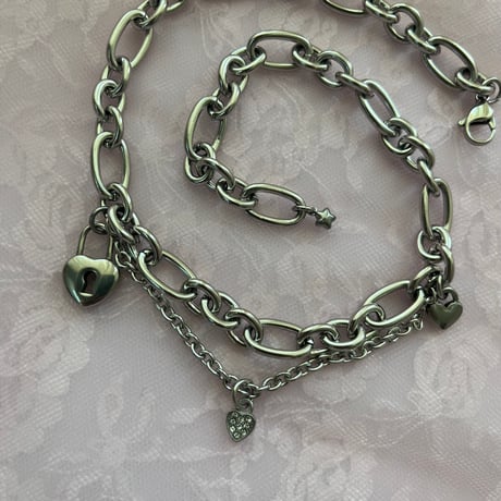heart padlock necklace♡ྀི ˖ ⊹