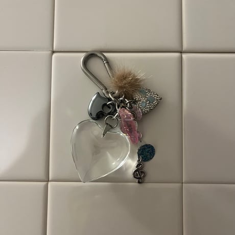 glass big heart key chain-♫-