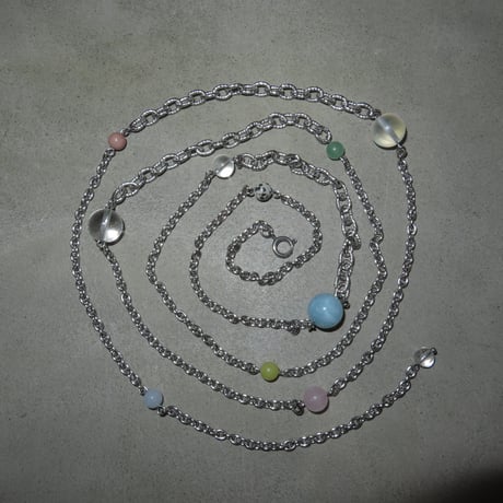 super long stone necklace-pale color-