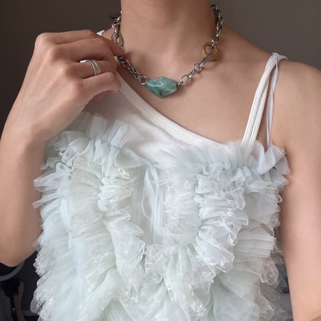 《再販》big stone necklace-amazonite-