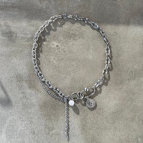 mix chain necklace-coin-
