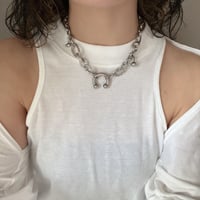 circular barbell necklace-combi chain-