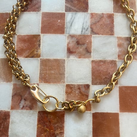edge link necklace -gold-
