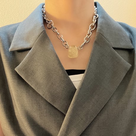《再販》big stone necklace-citrine-