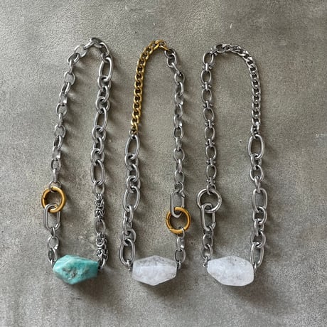 《再販》big stone necklace-quartz-（all silver）