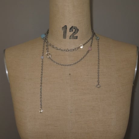 super long stone necklace-pale color-