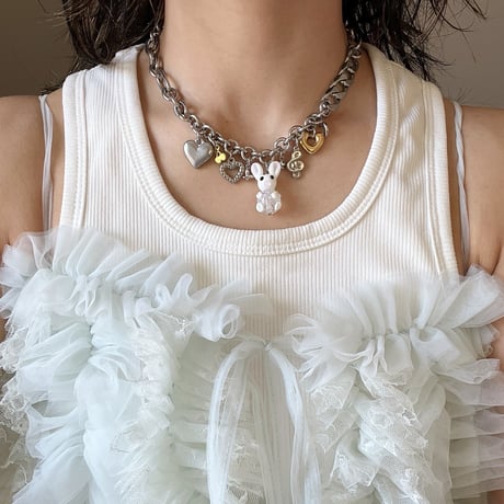 glass rabbit charm necklace
