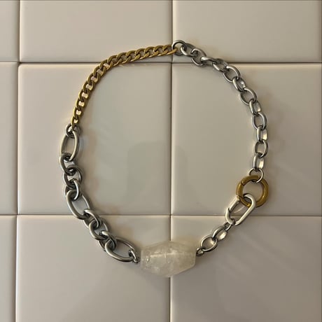 《再販》big stone necklace-quartz-