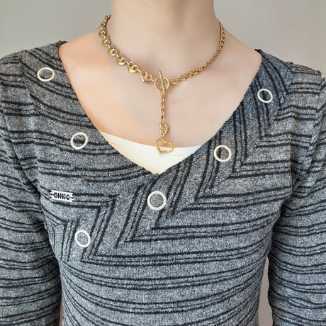 2way heart necklace *๑♡՞-gold-