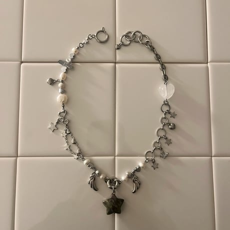 angel star necklace‧˚₊*̥⭐︎-dragon blood jasper-