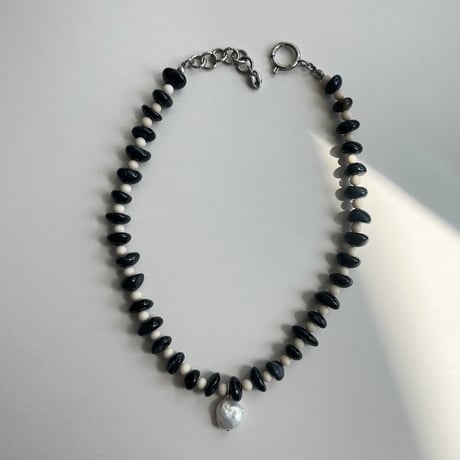 stone necklace-fossil、tiger eye、pearl-
