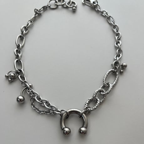 circular barbell necklace-combi chain-