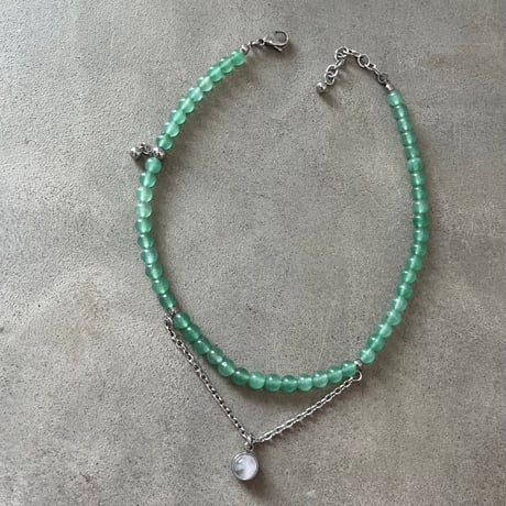 《再販》stone necklace-green aventurine×quartz