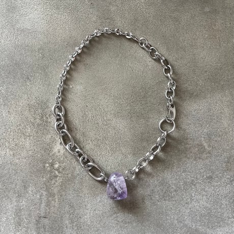 《再販》big stone necklace-amethyst-