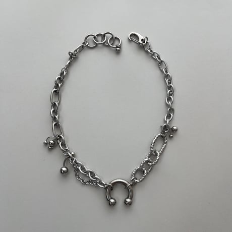 circular barbell necklace-combi chain-
