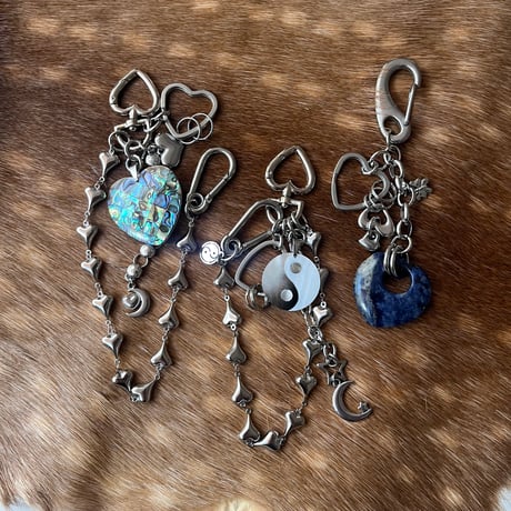 bag charm key chain-shell yin yang-