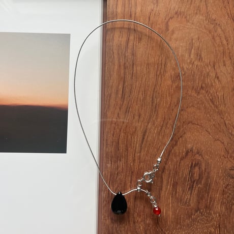 stone slide necklace-black onyx-