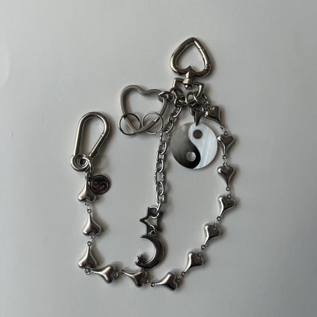 bag charm key chain-shell yin yang-
